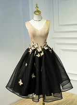 Black V-neck Butterfly Homecoming Dress