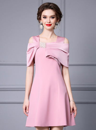 Red Straps Pearls Mother Of The Bride Dress