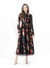 Spliced Wide Swing Printed Long Dress