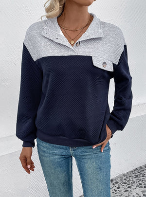 Long-sleeved Contrast Stitching Long-sleeved Shirt