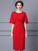 Red Scoop Neck Beading Mother Of The Bride Dress