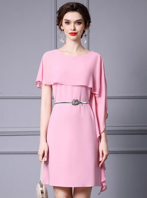 Pink Scoop Neck Mother Of The Bride Dress