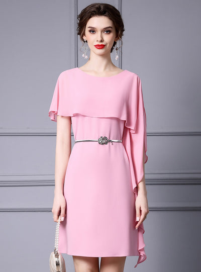 Pink Scoop Neck Mother Of The Bride Dress
