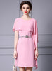 Pink Scoop Neck Mother Of The Bride Dress