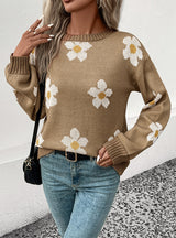 Women Long Sleeve Jacquard Sweater