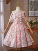 Pink Sequins Straps Flower Pleats Homecoming Dress