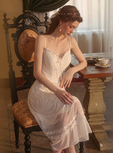 Mesh Lace Suspender Nightdress Robe Suit