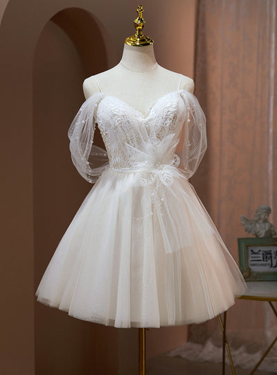 Ivory Tulle Tulle Straps Homecoming Dress