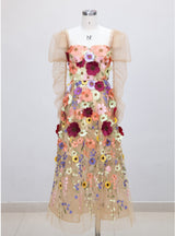 Long-sleeved Evening Dress with Detachable Sleeve