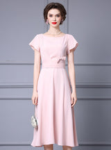 Pink Short Sleeve Mother Of The Bride Dress