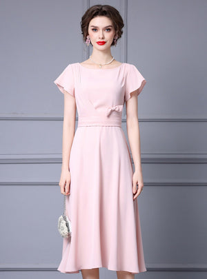 Pink Short Sleeve Mother Of The Bride Dress