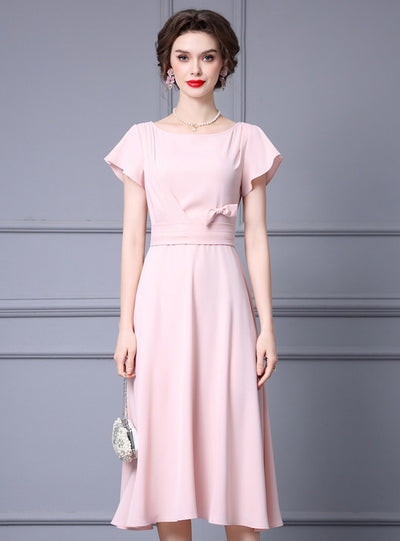 Pink Short Sleeve Mother Of The Bride Dress