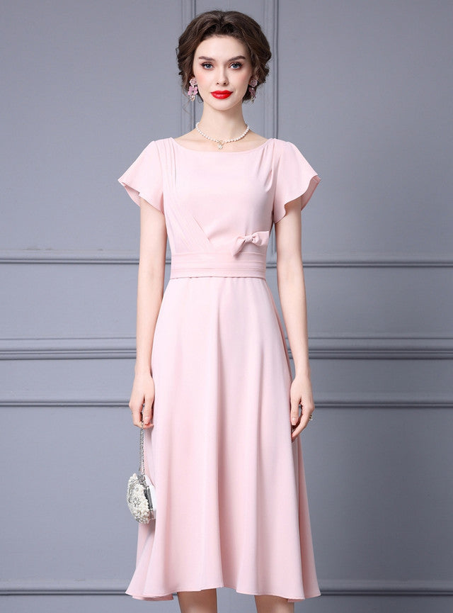 Pink Short Sleeve Mother Of The Bride Dress