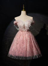 Pink Tulle Sequins Homecoming Dress