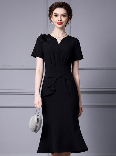 Black Mermaid Appliques Mother Of The Bride Dress