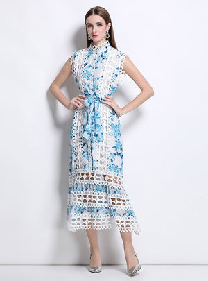 Women Lace Sleeveless Slim Dress