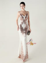 Mermaid Sequins Spaghetti Straps Beading Prom Dress