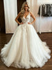 White Tulle Straps Appliques Wedding Dress