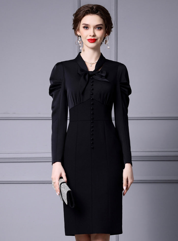 Black Long Sleeve Mother Of The Bride Dress