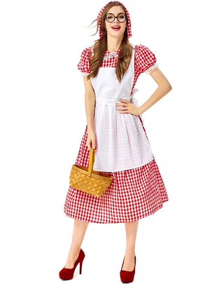 France Red and White Plaid Beer Festival Farm Dress