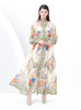 Retro Stand-up Lantern Sleeve Printed Dress