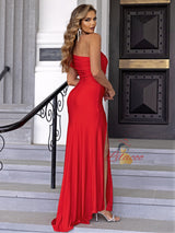 Mermaid One Shoulder Split Party Dress
