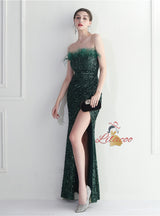 Mermaid Sequins Strapless Prom Dress