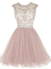 Pink Tulle Beading Sequins Homecoming Dress