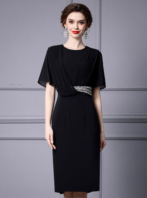 Black Short Sleeve Mother Of The Bride Dress