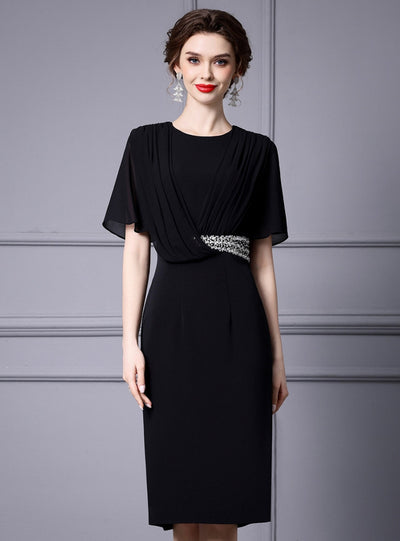 Black Short Sleeve Mother Of The Bride Dress