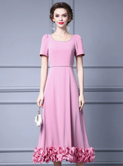 Pink Short Sleeve Mother of the Bride Dress