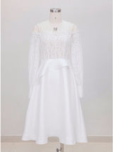 White Lace Long Sleeve Prom Dress