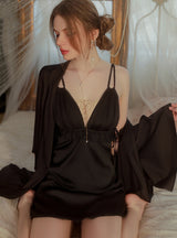 Sexy Backless Ice Silk Suspender Pajamas