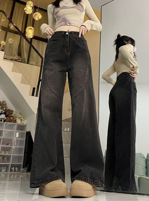 Loose and Slim Wide-leg Trousers Jeans