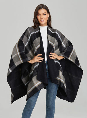 Plaid Cashmere Shawl Cloak
