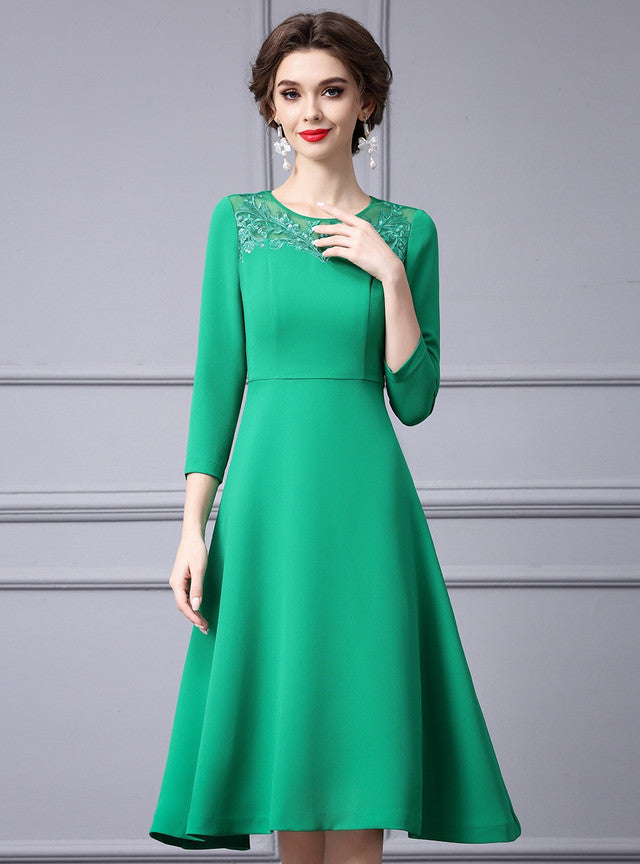 Green Appliques Mother Of The Bride Dress