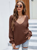 Long Sleeve Loose V-neck Pullover Sweater