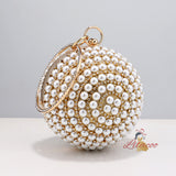 Hand-held Small Round Pearl Dinner Bag
