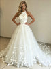 White Tulle Halter Butterfly Wedding Dress