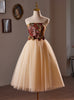 Champagne Tulle Strapless Homecoming Dress