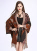 Printed Bat Sleeve Tassel Knitted Shawl