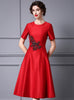 Red Satin Short Sleeve Mother Of The Bride Dress
