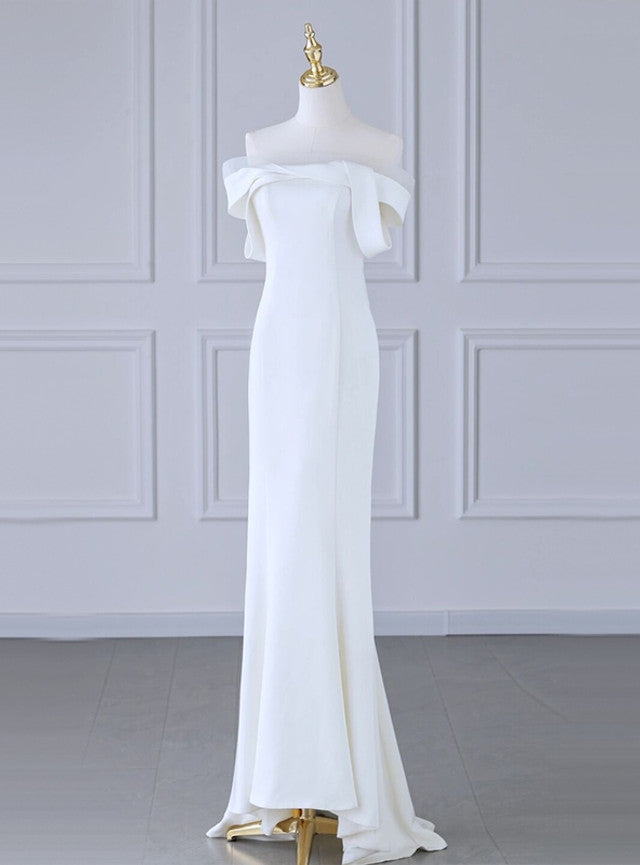 White Mermaid Off the Shoulder Wedding Dress