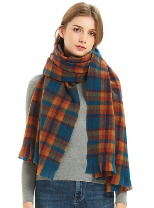 Women Warm Plaid Scarf
