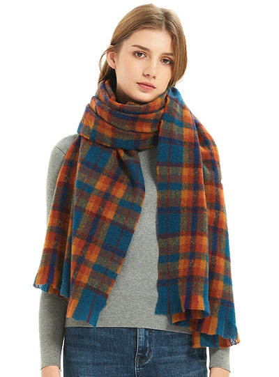 Women Warm Plaid Scarf