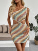 Holiday Style Striped One-shoulder Dress