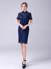 Navy Blue Appliques Mother Of The Bride Dress