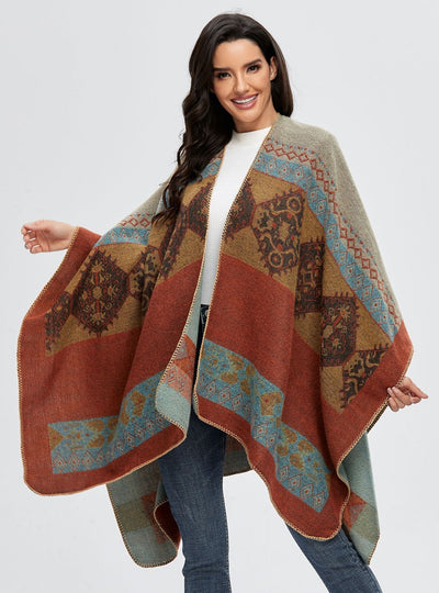 Retro Split Warm Cashmere Scarf Cloak