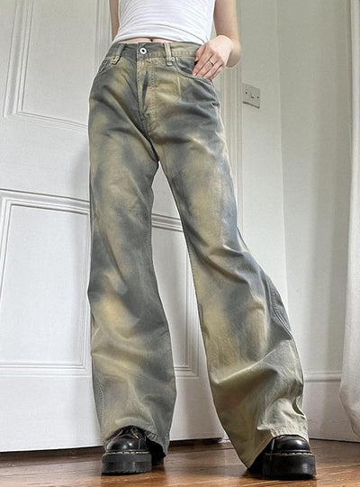Tie-dyed Printed High-waisted Jeans