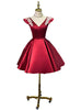 Burgundy Satin V-neck Homecoming Dresses